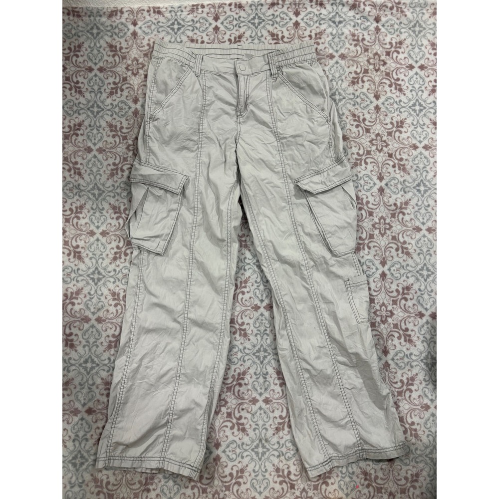 HM Divided Womens Gray Cotton Cargo Pants Wide Leg Utility Y2K Size 8